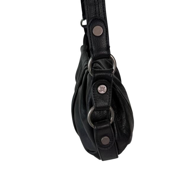 Simply Vera Wang Pleated Black Pebbled Leather Classic Hobo Shoulder Bag Purse - Picture 5 of 16